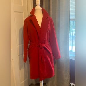 Red wrap jacket.